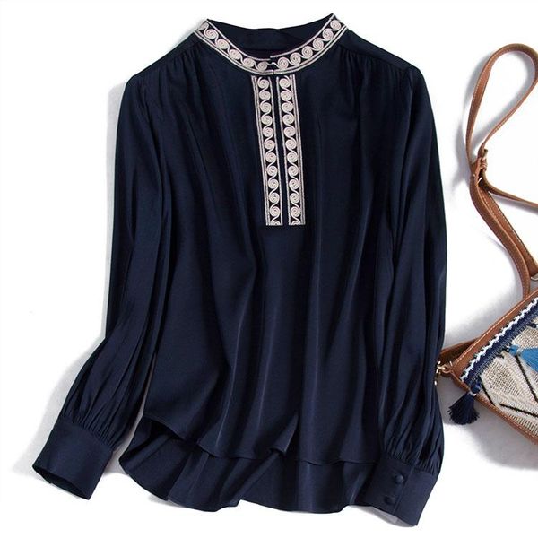 shirt for woman embroidery real silk blouse women 2021 long sleeve office lady v-neck geometric blue, White
shirt for woman embroidery real silk blouse women 2021 long sleeve office lady v-neck geometric blue, White