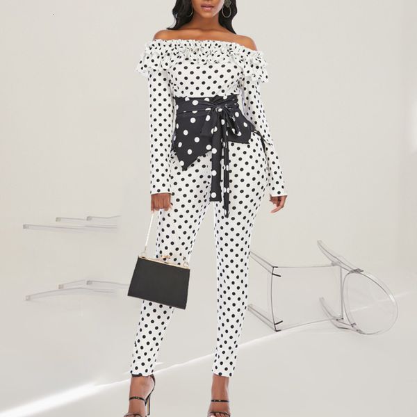 2021 new women polka dot off shoulder jumpsuit ruffle patchwork black waist corset club party blackless long sleeve elastic overall m0y, Black;white
2021 new women polka dot off shoulder jumpsuit ruffle patchwork black waist corset club party blackless long sleeve elastic overall m0y, Black;white