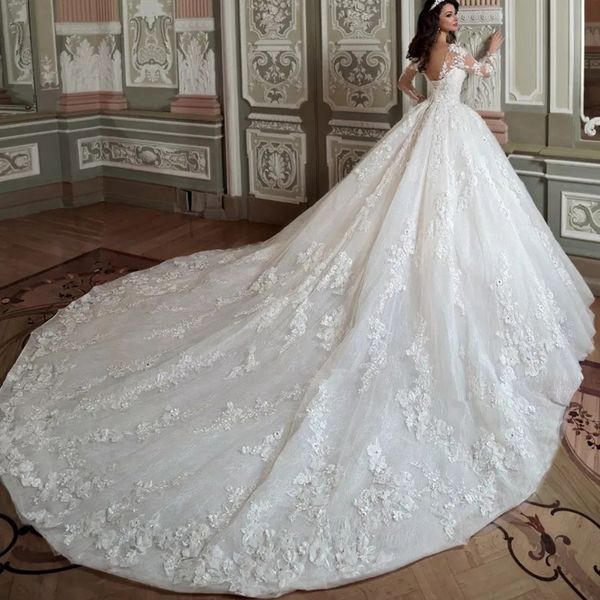 long new modest sleeve luxury ball gown lace wedding es 2021 1m train 3d flowers bridal robe mariee princesse de luxe 81la, White
long new modest sleeve luxury ball gown lace wedding es 2021 1m train 3d flowers bridal robe mariee princesse de luxe 81la, White