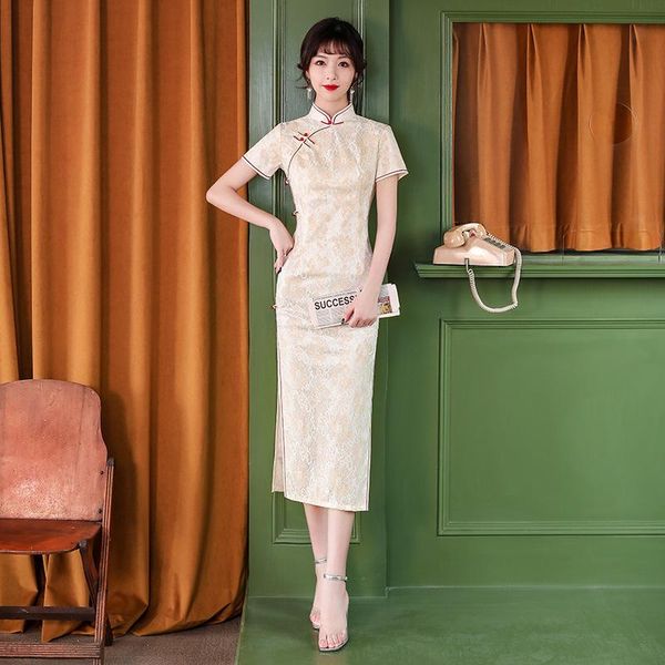 ethnic clothing flower embroidery chiffon long qipao traditional chinese women short sleeve dress daily student lace cheongsam, Red
ethnic clothing flower embroidery chiffon long qipao traditional chinese women short sleeve dress daily student lace cheongsam, Red