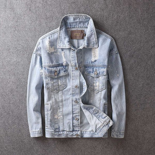 men's jackets ly designer fashion light blue destroyed paint hip hop denim men ripped coats streetwear chaqueta mkoq xqc7, Black;brown
men's jackets ly designer fashion light blue destroyed paint hip hop denim men ripped coats streetwear chaqueta mkoq xqc7, Black;brown