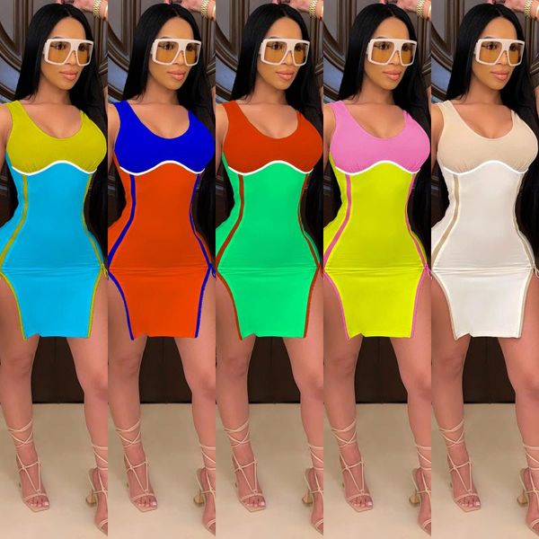 casual dresses women mini contrast colors 2021 summer lady side split o-neck sleeveless slim nightclub party wear bodycon dress, Black;gray
casual dresses women mini contrast colors 2021 summer lady side split o-neck sleeveless slim nightclub party wear bodycon dress, Black;gray