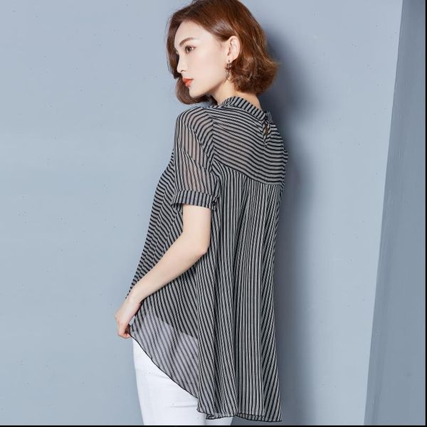 women striped blouse 2021 summer korean elegant ladies chiffon shirt harajuku plus size irregular blouses blusas mujer, White
women striped blouse 2021 summer korean elegant ladies chiffon shirt harajuku plus size irregular blouses blusas mujer, White