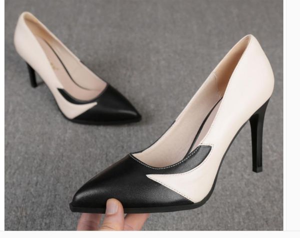 dress shoes 2021 spring and autumn high fine heel pointed end women's, Black