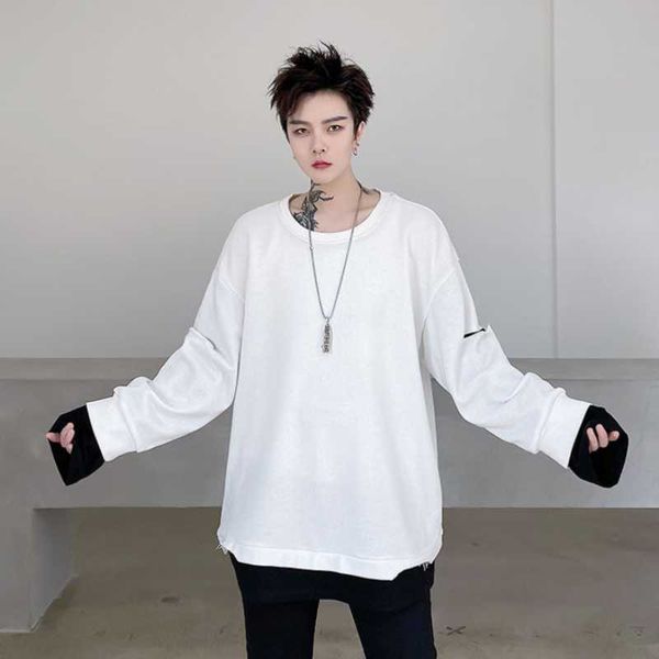 men's casual shirts big size spring color splicing small clipping design loose round neck turtleneck jacket fashion sweater, White;black
men's casual shirts big size spring color splicing small clipping design loose round neck turtleneck jacket fashion sweater, White;black