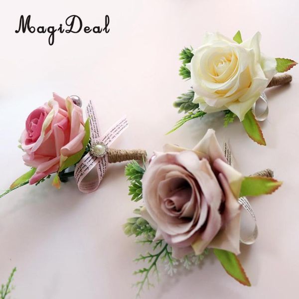magideal romantic rose silk flower boutonniere corsage pearls favors wedding party supplier
magideal romantic rose silk flower boutonniere corsage pearls favors wedding party supplier