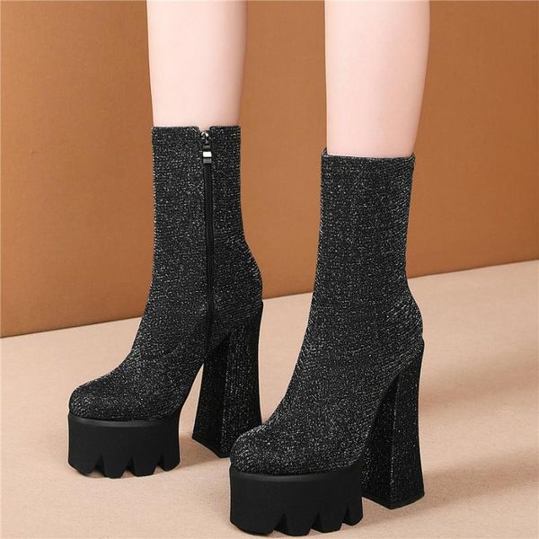 boots 2021 women stretchy velvet stocking high heel motorcycle female round toe chunky platform pumps shoe casual shoes, Black
boots 2021 women stretchy velvet stocking high heel motorcycle female round toe chunky platform pumps shoe casual shoes, Black