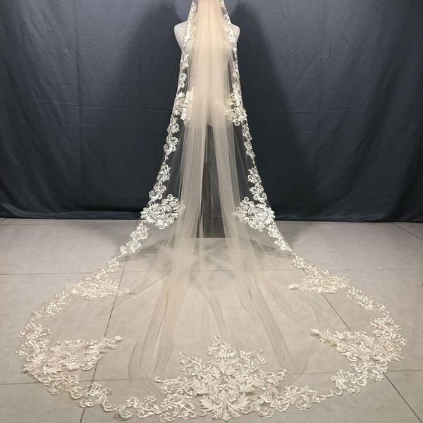 bridal veils real image champagne 3m 1l white ivory cathedral length veil lace appliqued long wedding comb custom made, Black
bridal veils real image champagne 3m 1l white ivory cathedral length veil lace appliqued long wedding comb custom made, Black
