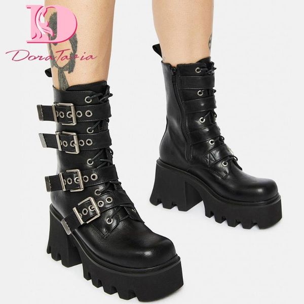 boots doratasia 2021 autumn women's mid calf platform chunky high heels buckle short fashion motorcycle shoes woman, Black
boots doratasia 2021 autumn women's mid calf platform chunky high heels buckle short fashion motorcycle shoes woman, Black