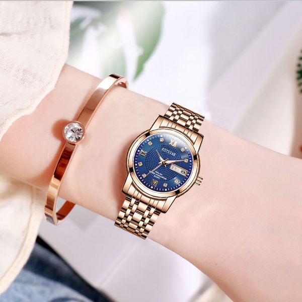 ins counter women's full automatic luminous waterproof double calendar inlaid with diamond korean student watch non mechanical, Slivery;brown
ins counter women's full automatic luminous waterproof double calendar inlaid with diamond korean student watch non mechanical, Slivery;brown