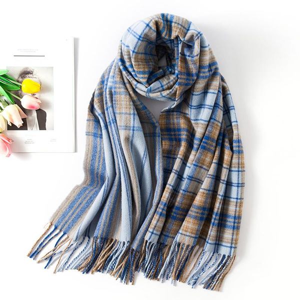 scarves pure wool warm lattice scarf. women's extra thick shawl. student in winter. ac plaid tassel no letters, Blue;gray
scarves pure wool warm lattice scarf. women's extra thick shawl. student in winter. ac plaid tassel no letters, Blue;gray