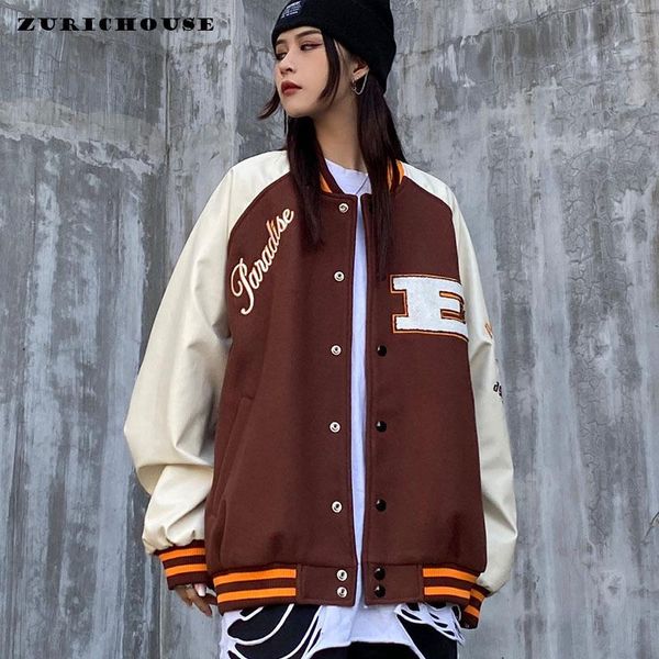 women's jackets zurichouse retro baseball uniform jacket and coat chic hit color patchwork pu leather couple wear harajuku oversize wom, Black;brown
women's jackets zurichouse retro baseball uniform jacket and coat chic hit color patchwork pu leather couple wear harajuku oversize wom, Black;brown