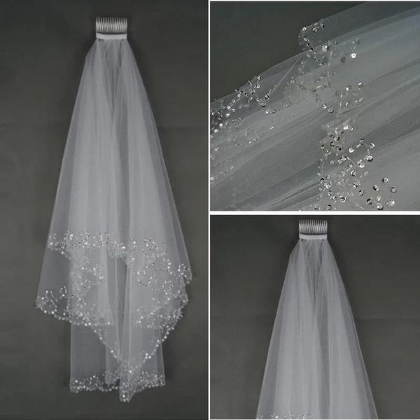 bridal veils wedding with comb blingbling sequined elbow length for bride ivory white voile mariage accessories, Black
bridal veils wedding with comb blingbling sequined elbow length for bride ivory white voile mariage accessories, Black