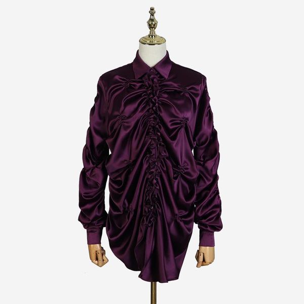women's blouses & shirts spring dress for women irregular pleated pearls satin fabric loose long elegant fashion single breasted lapel, White
women's blouses & shirts spring dress for women irregular pleated pearls satin fabric loose long elegant fashion single breasted lapel, White