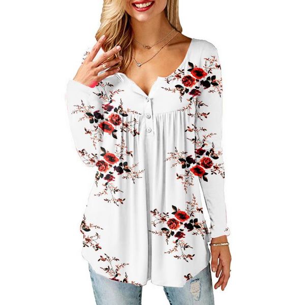 floral print women and blouse long sleeve flower printed shirts for lady ruffle button female blouses shirt d30, White
floral print women and blouse long sleeve flower printed shirts for lady ruffle button female blouses shirt d30, White