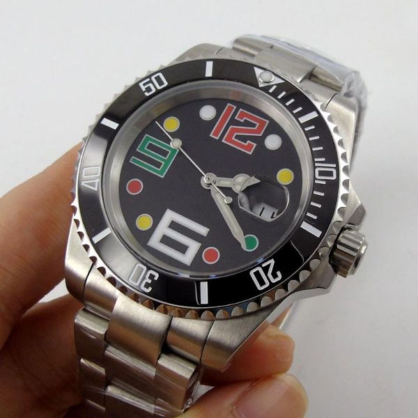 wristwatches 40mm black sterile dial sapphire glass date ceramic bezel case back miyota 8215 automatic movement men's watch, Slivery;brown
wristwatches 40mm black sterile dial sapphire glass date ceramic bezel case back miyota 8215 automatic movement men's watch, Slivery;brown