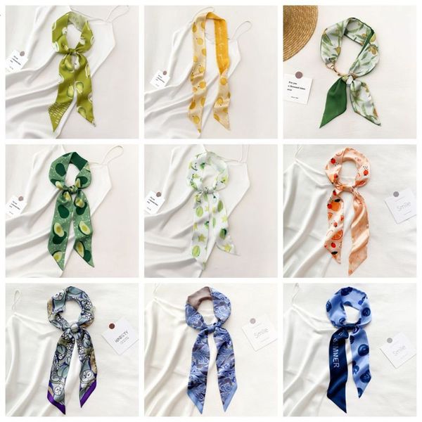 scarf summer fresh fruit series satin imitation silk small streamer women's hair belt tied handbag, Blue;gray
scarf summer fresh fruit series satin imitation silk small streamer women's hair belt tied handbag, Blue;gray