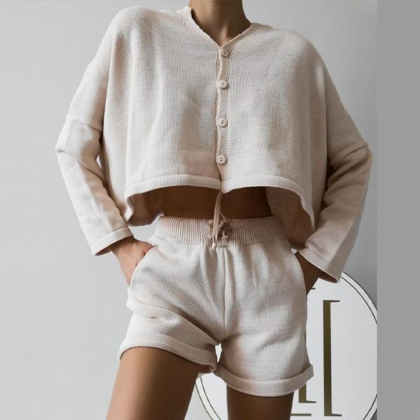 women's tracksuits women mercerized cotton two piece sets button v neck long sleeve t-shirts and drawstring short suits casual solid fe, Gray
women's tracksuits women mercerized cotton two piece sets button v neck long sleeve t-shirts and drawstring short suits casual solid fe, Gray