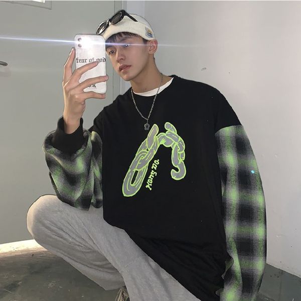 men's hoodies & sweatshirts plaid patchwork men tshirt long sleeve korean clothes harajuku casual oversize male t shirt cloth, Black
men's hoodies & sweatshirts plaid patchwork men tshirt long sleeve korean clothes harajuku casual oversize male t shirt cloth, Black