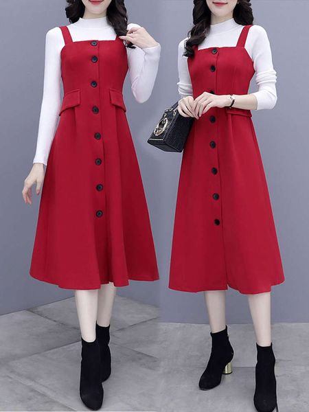 tweed dress women's autumn and winter strap age reduction hepburn style little red skirt back door two piece suit, White
tweed dress women's autumn and winter strap age reduction hepburn style little red skirt back door two piece suit, White
