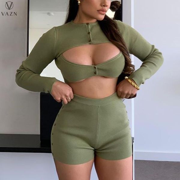 women's tracksuits vazn 2021 fashion women holiday style long sleeve short elastic pants pure color lady 2 piece sets, Gray
women's tracksuits vazn 2021 fashion women holiday style long sleeve short elastic pants pure color lady 2 piece sets, Gray