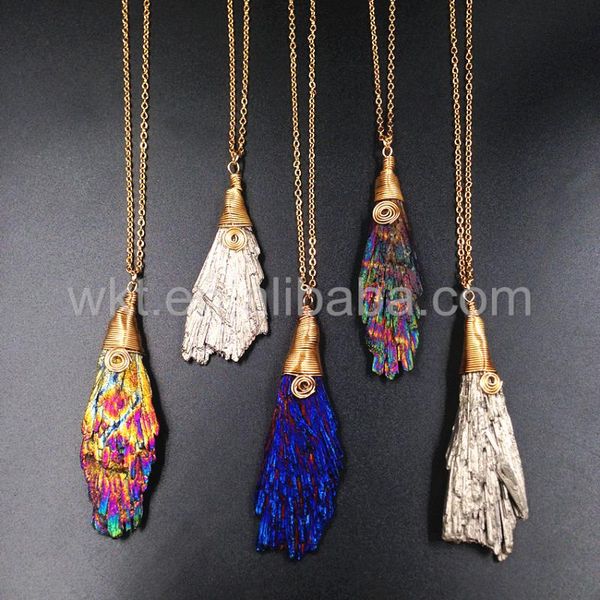 pendant necklaces wt-n746 randomly shape titanium kyanite necklace wholesale 10pcs gold trim hand make wire wrapped, Silver
pendant necklaces wt-n746 randomly shape titanium kyanite necklace wholesale 10pcs gold trim hand make wire wrapped, Silver