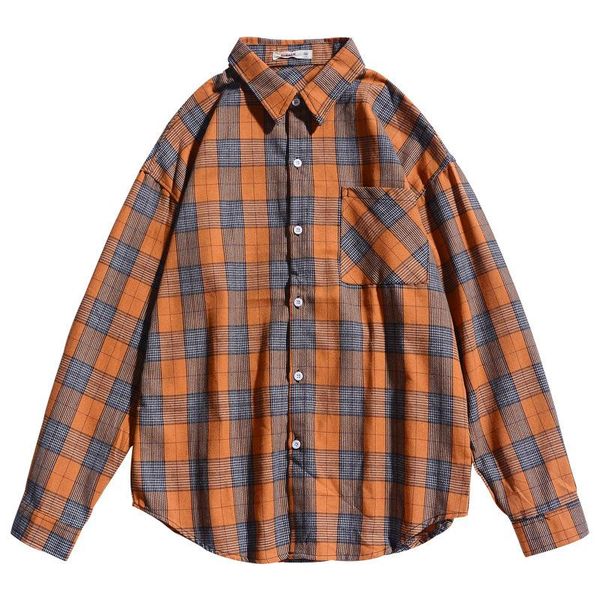men's casual shirts korean style men plaid autumn tide loose long sleeve mens hawaii shirt couple clothes oversized koszula, White;black
men's casual shirts korean style men plaid autumn tide loose long sleeve mens hawaii shirt couple clothes oversized koszula, White;black