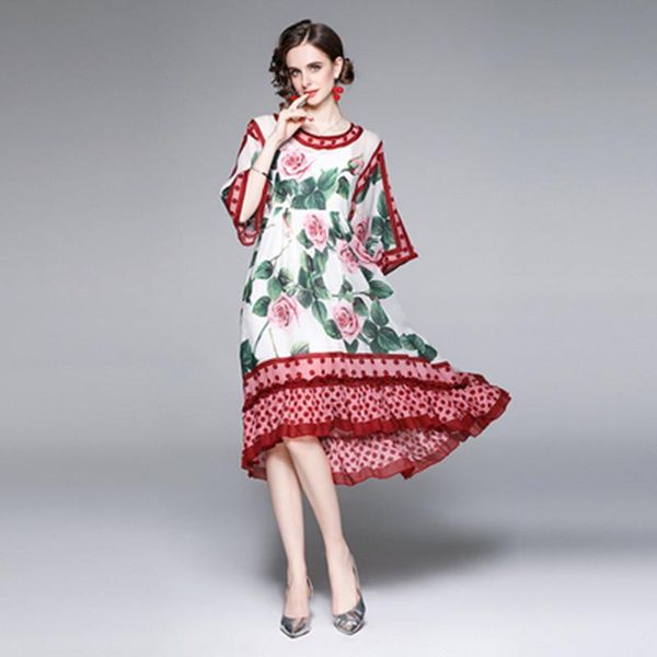party dresses rose flower summer casual dress for women fashion batwing sleeve floral polka dot print boho holiday loose irregular long, White;black
party dresses rose flower summer casual dress for women fashion batwing sleeve floral polka dot print boho holiday loose irregular long, White;black