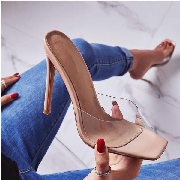 dress shoes 2021 summer pumps woman pvc slippers sandals women thin high heels square toe sandal lady pump shoe mules chaussure, Black 
dress shoes 2021 summer pumps woman pvc slippers sandals women thin high heels square toe sandal lady pump shoe mules chaussure, Black