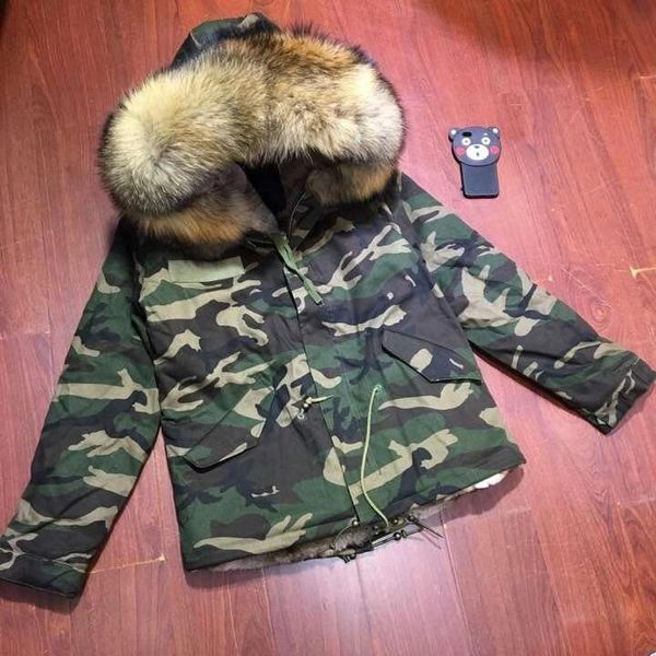 women's fur & faux military fashion camouflage parka with natural color lining and big collar for women men, Black
women's fur & faux military fashion camouflage parka with natural color lining and big collar for women men, Black