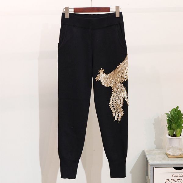 fashion black gray knitting suit women outfits manual beading phoenix sequins sweater pants set female loose knitted tracksuit 787z, Blue
fashion black gray knitting suit women outfits manual beading phoenix sequins sweater pants set female loose knitted tracksuit 787z, Blue