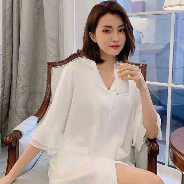 women's sleepwear white ruffle sleeve nightgown women summer short sleepshirt casual night satin nightwear kimono bathrobe go, Black;red
women's sleepwear white ruffle sleeve nightgown women summer short sleepshirt casual night satin nightwear kimono bathrobe go, Black;red