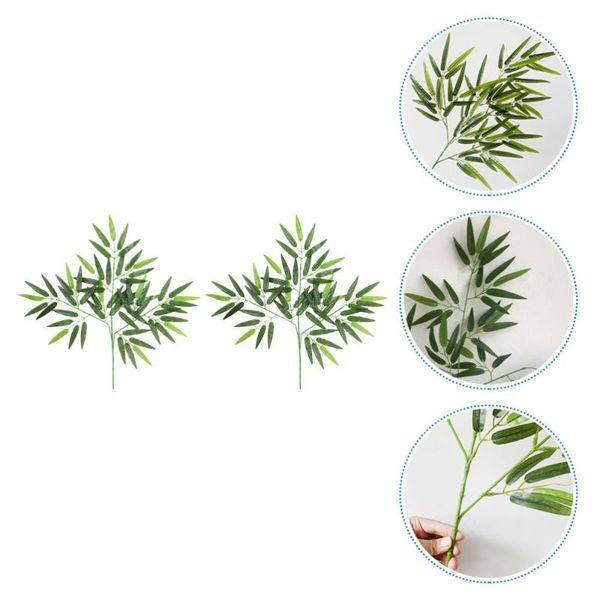 2pcs decorative bamboo leaves artificial bamboo plant ornament home decor green