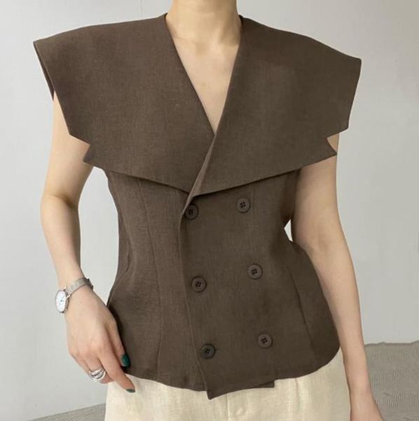 women's vests vintage casual slim wild white large lapel double-breasted vest sleeveless cardigan jacket fashion summer solid shirts, Black;white
women's vests vintage casual slim wild white large lapel double-breasted vest sleeveless cardigan jacket fashion summer solid shirts, Black;white