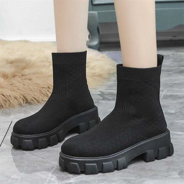 women knit boots ladies slip-on shoes thick bottom female casual mid-calf boot autumn height increasing shoe zapatos de mujer y0914, Black
women knit boots ladies slip-on shoes thick bottom female casual mid-calf boot autumn height increasing shoe zapatos de mujer y0914, Black