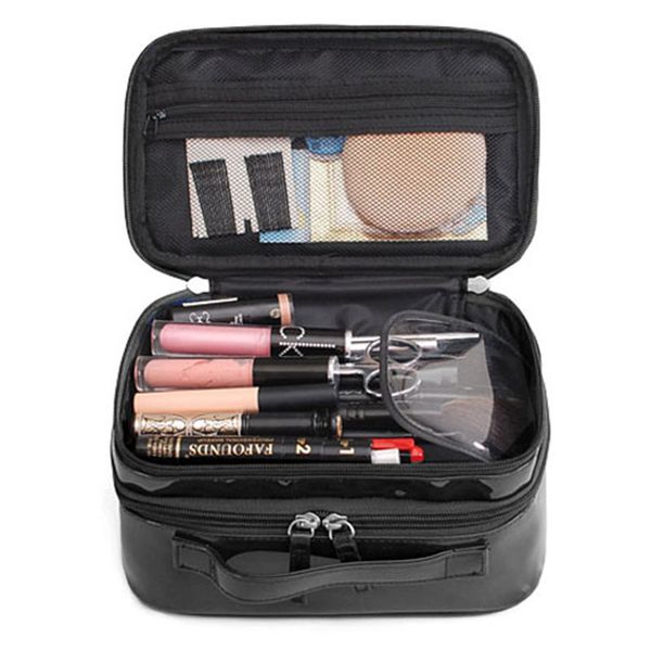 women pu makeup bag black double layer waterproof toilettry bag travel organizer beautician case portable cosmetic storage bags
women pu makeup bag black double layer waterproof toilettry bag travel organizer beautician case portable cosmetic storage bags