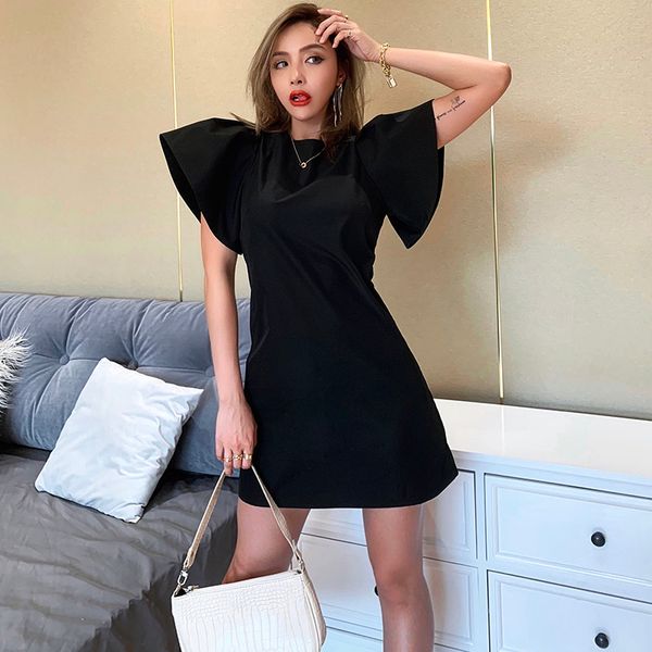 elegant women dress petal sleeve ruffle summer casual solid vintage mini dress streetwear 2021 fashion a line dresses, Black;gray
elegant women dress petal sleeve ruffle summer casual solid vintage mini dress streetwear 2021 fashion a line dresses, Black;gray