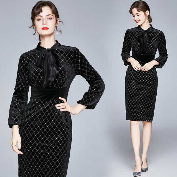 casual dresses retro fashion black velvet dress elegant puff sleeve women's autumn vintage clothing women of winter plus size clothes, Black;gray
casual dresses retro fashion black velvet dress elegant puff sleeve women's autumn vintage clothing women of winter plus size clothes, Black;gray