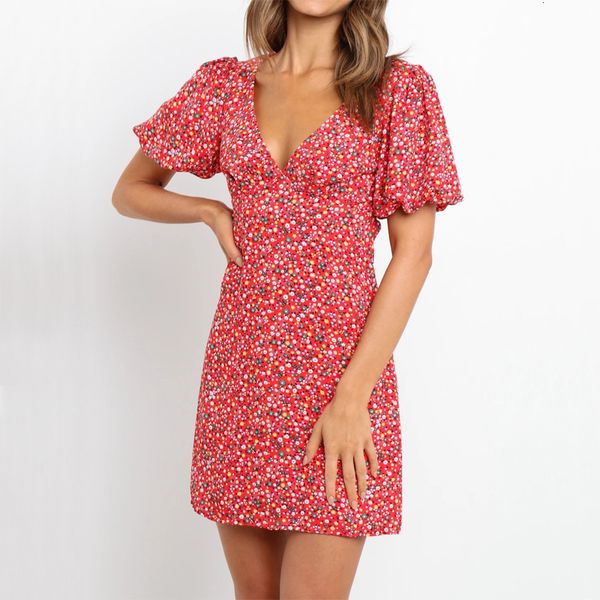 2021 new floral print short sleeve women deep v neck vacation beach female backless bow chic summer vestidos ri1z, Black;gray
2021 new floral print short sleeve women deep v neck vacation beach female backless bow chic summer vestidos ri1z, Black;gray