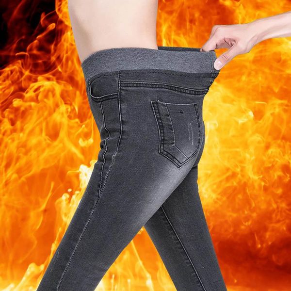 women's jeans high waist warm for women skinny elastic denim pencil pants winter female trousers thicken black plus velvet, Blue
women's jeans high waist warm for women skinny elastic denim pencil pants winter female trousers thicken black plus velvet, Blue