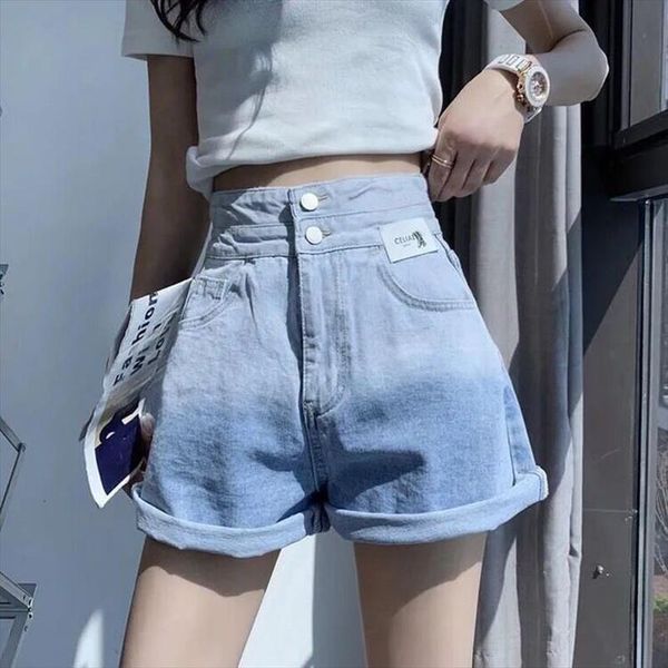 hollow out midriff jeans summer womens shorts high waist gradient color female wide leg fashion, White;black
hollow out midriff jeans summer womens shorts high waist gradient color female wide leg fashion, White;black