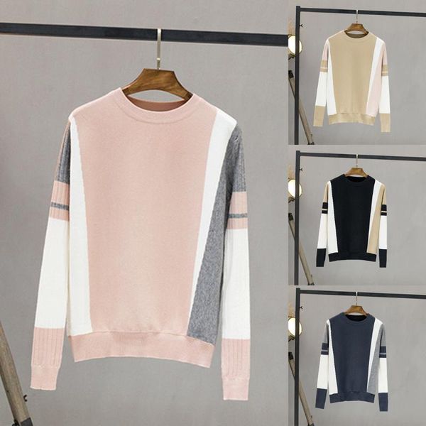 fashion women's knitted sweater striped contrast color loose warm base shirt round neck long sleeve pullover blouse, White;black
fashion women's knitted sweater striped contrast color loose warm base shirt round neck long sleeve pullover blouse, White;black