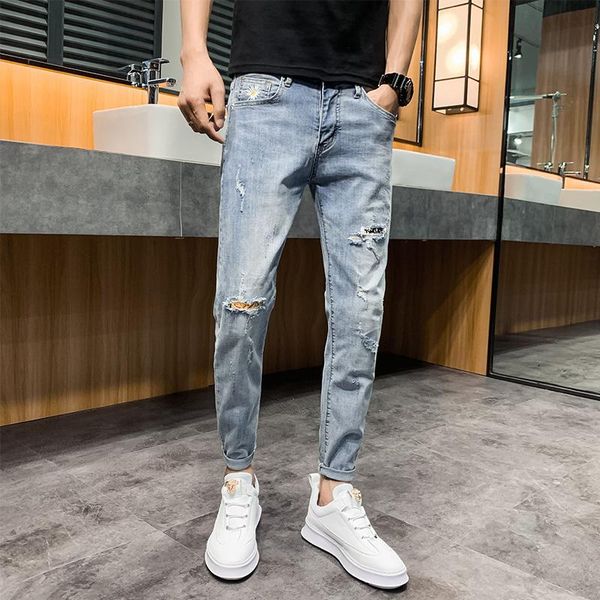 men's jeans sweatpants hole pants casual summer autumn male ripped skinny trousers slim biker outwears harajuku, Blue
men's jeans sweatpants hole pants casual summer autumn male ripped skinny trousers slim biker outwears harajuku, Blue