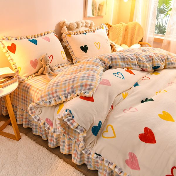 princs style korean warm sable milk four piece bed skirt quilt cover thickened little frh baby veet in winter
princs style korean warm sable milk four piece bed skirt quilt cover thickened little frh baby veet in winter