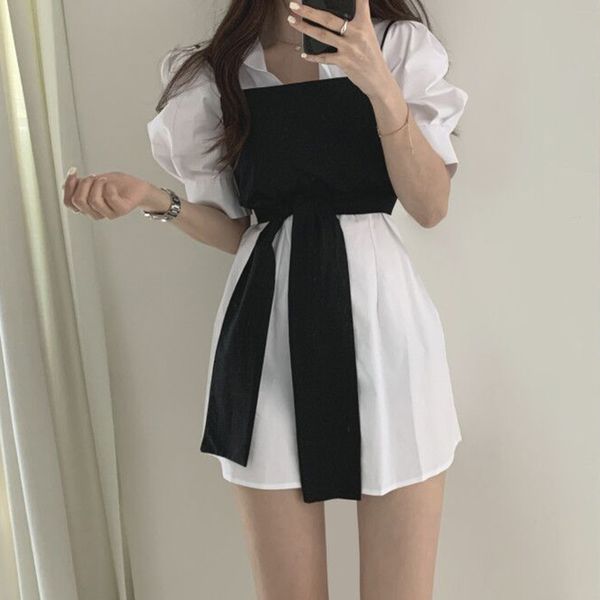 woman shirt dress cotton korean chic fashion clothing bow white shirt dresses 2021 summer high waist short puff sleeve, Black;gray
woman shirt dress cotton korean chic fashion clothing bow white shirt dresses 2021 summer high waist short puff sleeve, Black;gray