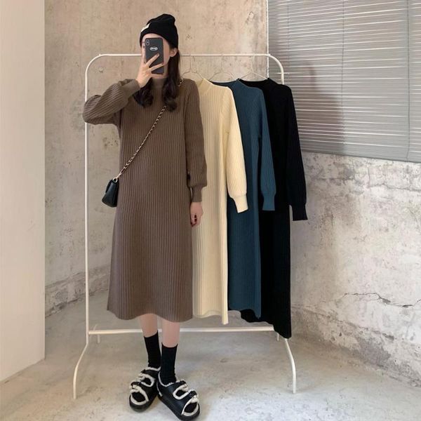 2021 autumn winter fashion women long sweater dress loose female casual sweater pullover knitted mid dress vestidos jumper ds246, Black;gray
2021 autumn winter fashion women long sweater dress loose female casual sweater pullover knitted mid dress vestidos jumper ds246, Black;gray