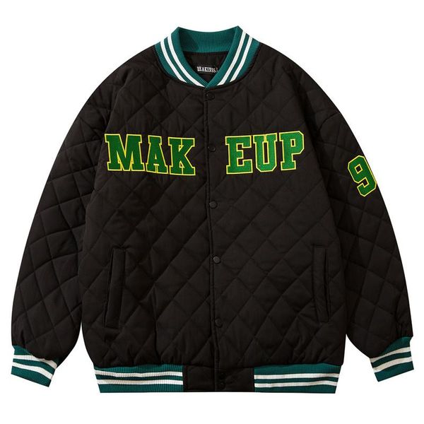 men's jackets 2021 harajuku streetwear padded coat diamond lattice letter embroidery baseball jacket winter fashion hip hop korean, Black;brown
men's jackets 2021 harajuku streetwear padded coat diamond lattice letter embroidery baseball jacket winter fashion hip hop korean, Black;brown