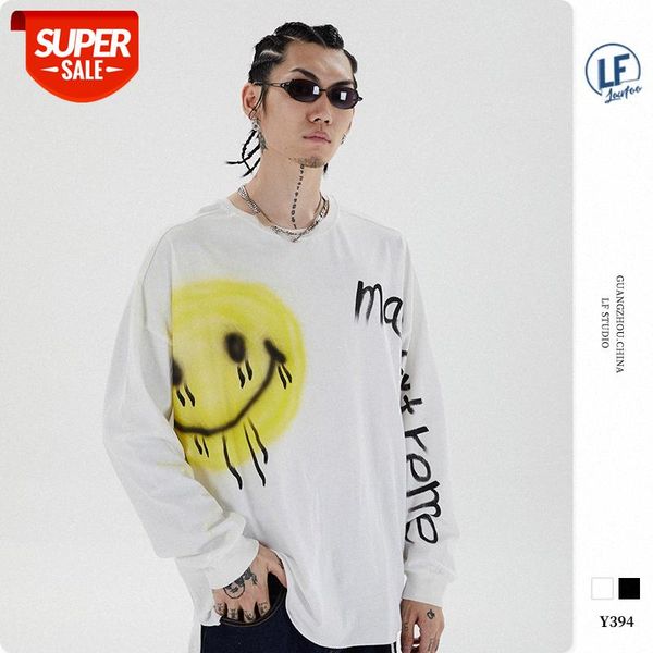 lawfoo men's wear tearful smiley graffiti letters printed long sleeve t-shirt #wr5b, White;black
lawfoo men's wear tearful smiley graffiti letters printed long sleeve t-shirt #wr5b, White;black