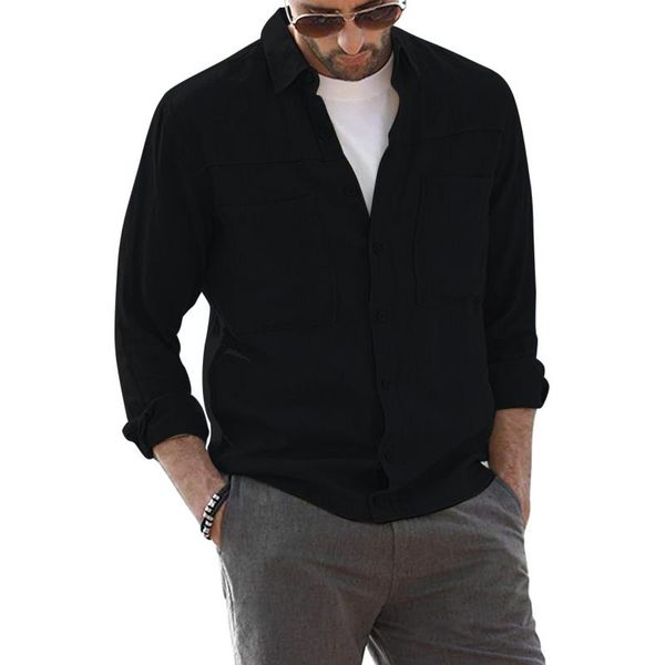 men's casual shirts business shirt solid color long sleeve turn-down collar pocket button loose, White;black
men's casual shirts business shirt solid color long sleeve turn-down collar pocket button loose, White;black