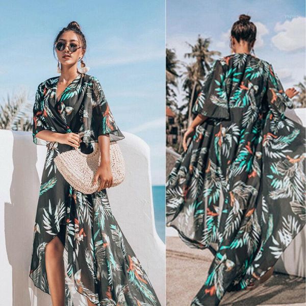 summer floral print cover up swimwear bikini women swimsuit chiffon beach boho long dress women's, White;black
summer floral print cover up swimwear bikini women swimsuit chiffon beach boho long dress women's, White;black